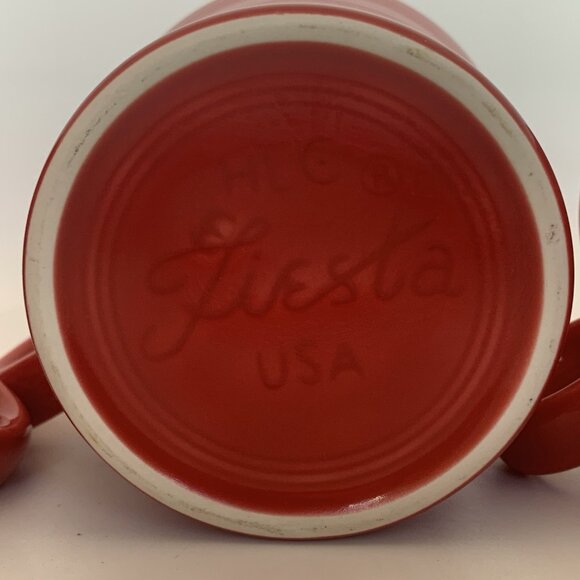 Set of 3 Fiestaware HLC O Ring Handle Coffee Mugs Cups Scarlet Red Homer USA - Picture 8 of 9